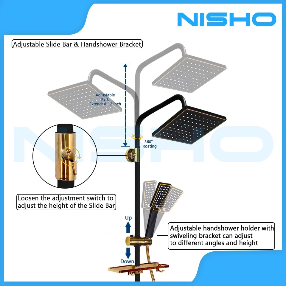 nisho kurogane series stainless rain shower set with abs square head dual water inlet full set nisho kurogane series stainless rain shower set with abs square head dual water inlet full set