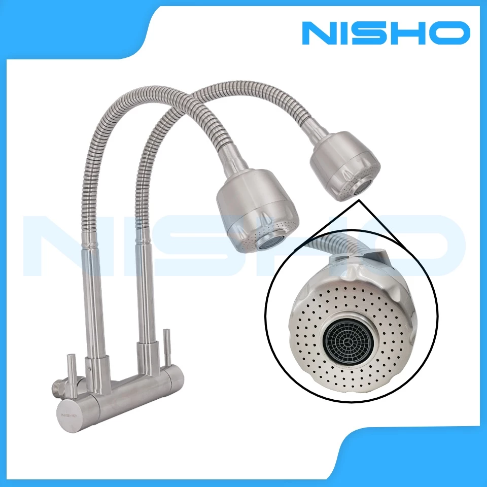 nisho shiro sus304 stainless flexible gooseneck wall type faucet arc type sink gripo horizontal tap nisho shiro sus304 stainless flexible gooseneck wall type faucet arc type sink gripo horizontal tap
