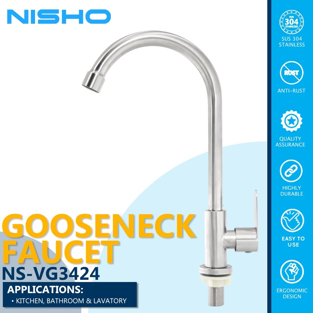 nisho shiro sus304 stainless gooseneck kitchen sink faucet flat type handle arc type bar sink nisho shiro sus304 stainless gooseneck kitchen sink faucet flat type handle arc type bar sink