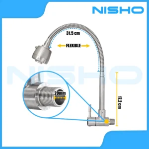 nisho shiro sus304 stainless flexible gooseneck wall type faucet arc type sink gripo horizontal tap