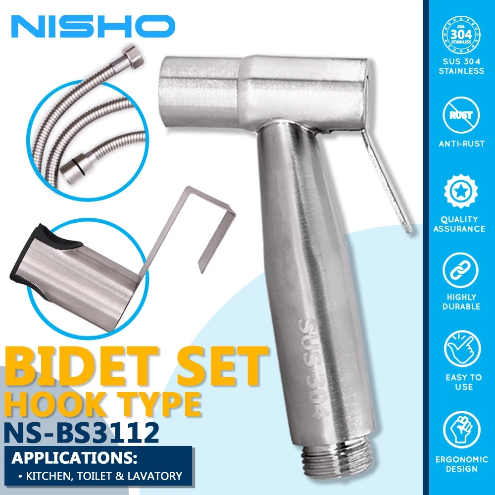 nisho shiro stainless sus 304 handheld bidet spray complete set hook type toilet kitchen sprayer nisho shiro stainless sus 304 handheld bidet spray complete set hook type toilet kitchen sprayer