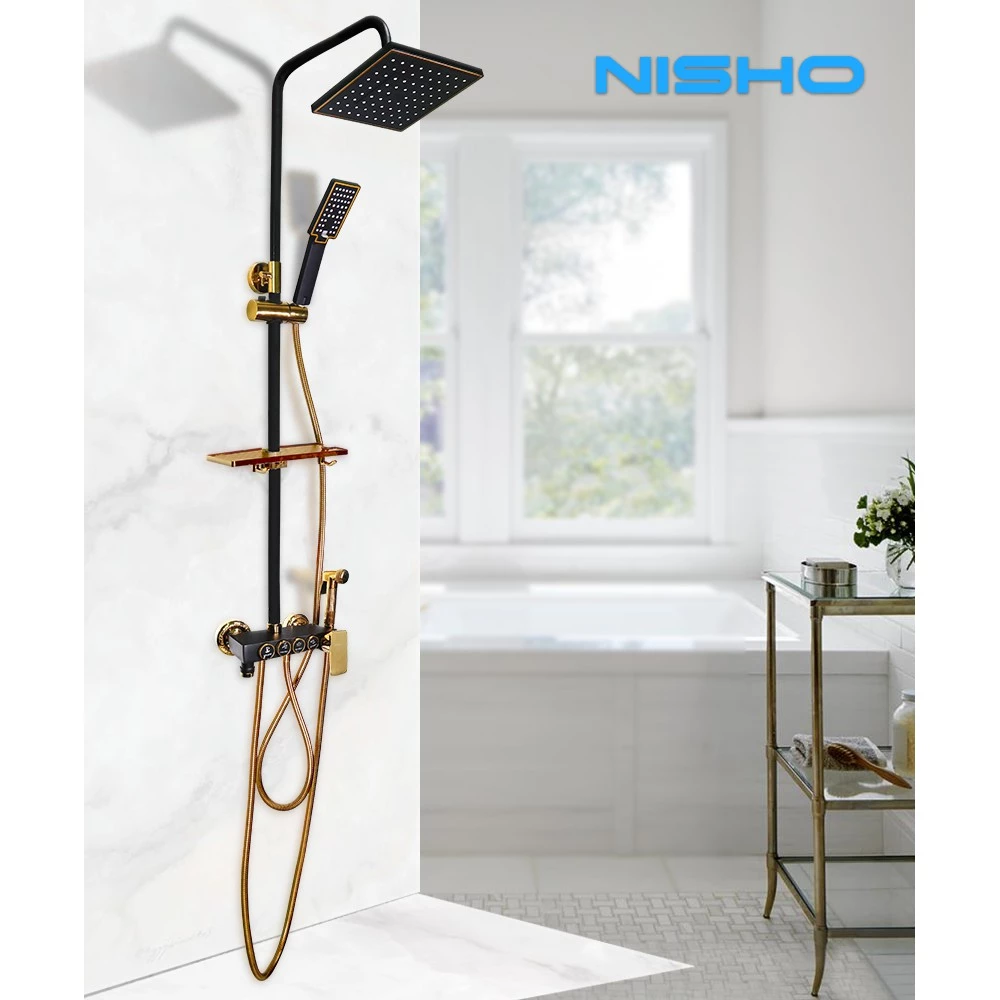 nisho kurogane series stainless rain shower set with abs square head dual water inlet full set nisho kurogane series stainless rain shower set with abs square head dual water inlet full set