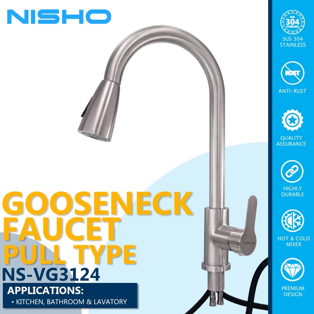nisho shiro sus304 stainless flexible gooseneck wall type faucet arc type sink gripo horizontal tap nisho shiro sus304 stainless flexible gooseneck wall type faucet arc type sink gripo horizontal tap
