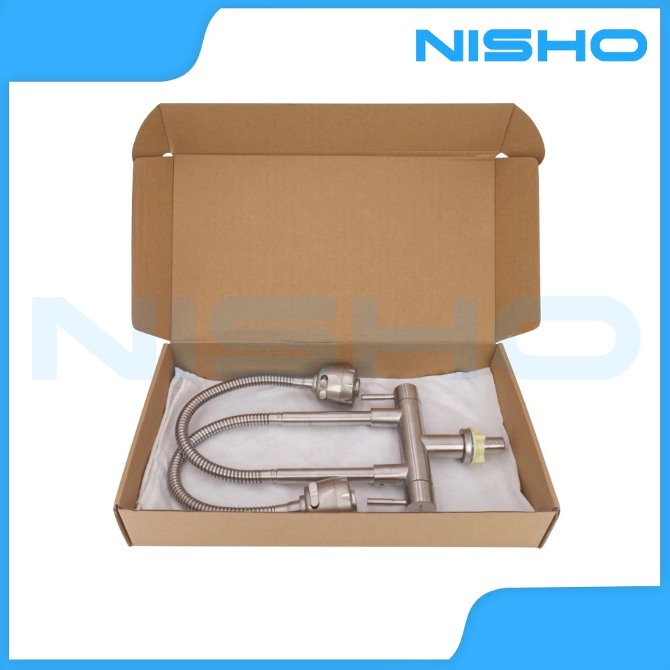 nisho shiro sus304 stainless flexible gooseneck twin dual bar faucet single water inlet kitchen tap nisho shiro sus304 stainless flexible gooseneck twin dual bar faucet single water inlet kitchen tap