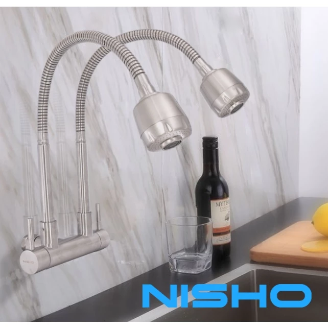 nisho shiro sus304 stainless flexible gooseneck wall type faucet arc type sink gripo horizontal tap nisho shiro sus304 stainless flexible gooseneck wall type faucet arc type sink gripo horizontal tap