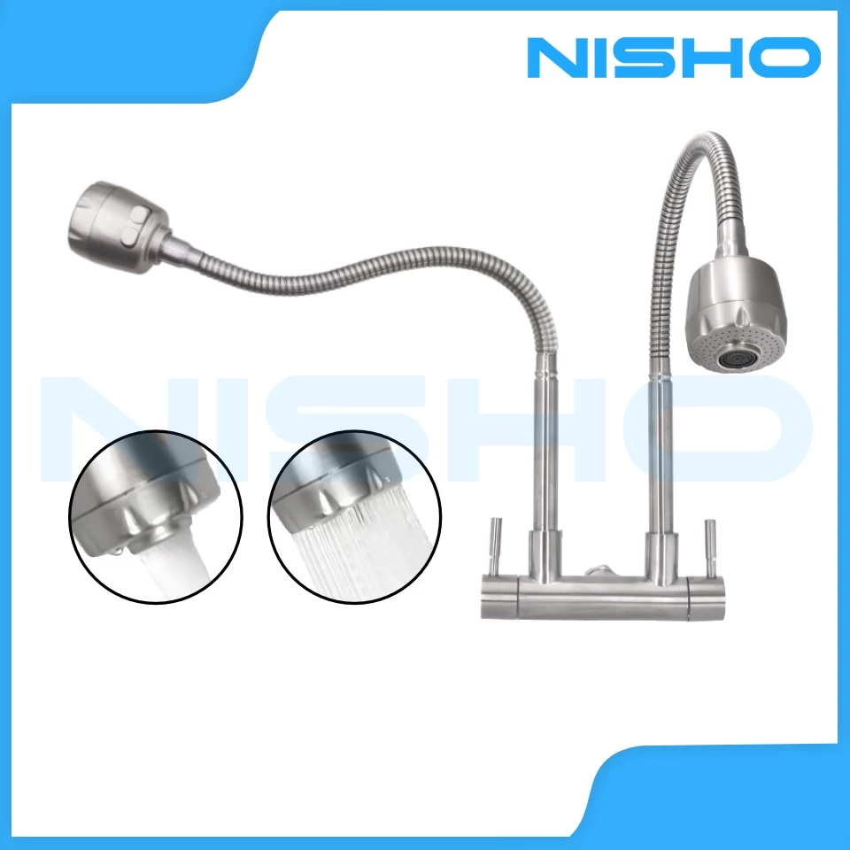 nisho shiro sus304 stainless flexible gooseneck wall type faucet arc type sink gripo horizontal tap nisho shiro sus304 stainless flexible gooseneck wall type faucet arc type sink gripo horizontal tap