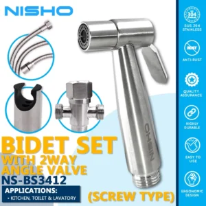 nisho shiro stainless sus 304 handheld bidet spray with 2 way angle valve complete toilet sprayer