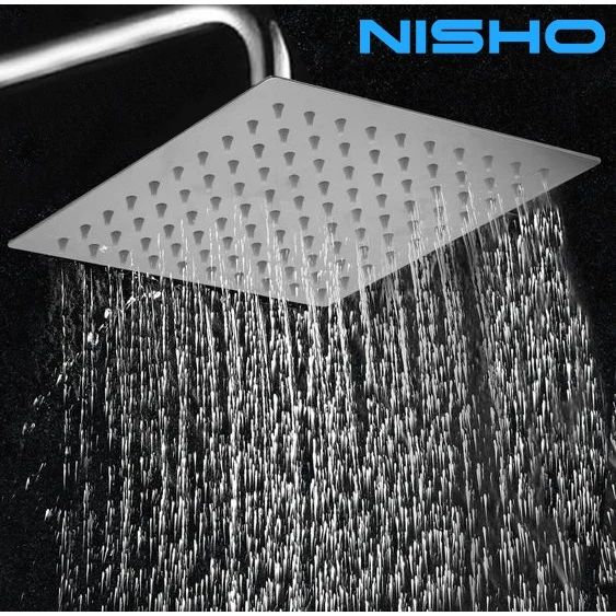 nisho showa stainless sus 304 8" square rain shower with 45cm arm set heavy duty rainfall set