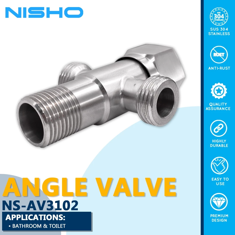 nisho shiro series sus304 stainless 2 way angle valve bathroom water inlet sink tap high quality nisho shiro series sus304 stainless 2 way angle valve bathroom water inlet sink tap high quality