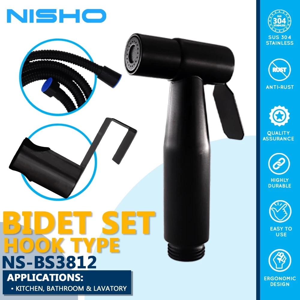 nisho kuro series sus 304 stainless handheld bidet spray hook type black complete set toilet sprayer nisho kuro series sus 304 stainless handheld bidet spray hook type black complete set toilet sprayer