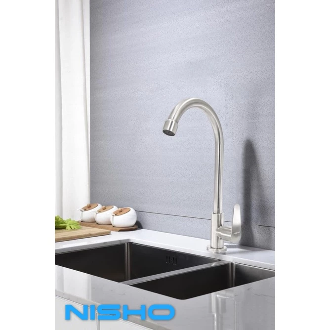 nisho shiro sus304 stainless gooseneck kitchen sink faucet flat type handle arc type bar sink nisho shiro sus304 stainless gooseneck kitchen sink faucet flat type handle arc type bar sink