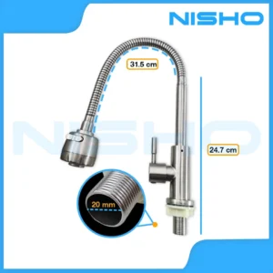 nisho shiro sus304 stainless flexible gooseneck kitchen sink faucet arc bar sink gripo vertical