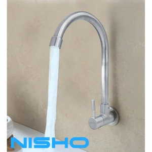 nisho shiro series sus304 stainless gooseneck wall type faucet kitchen lavatory faucet