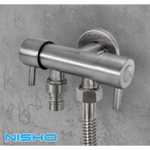 nisho shiro sus304 stainless angle valve twin control 2 way 1/2 x 1/2 x 1/2 multi function faucet