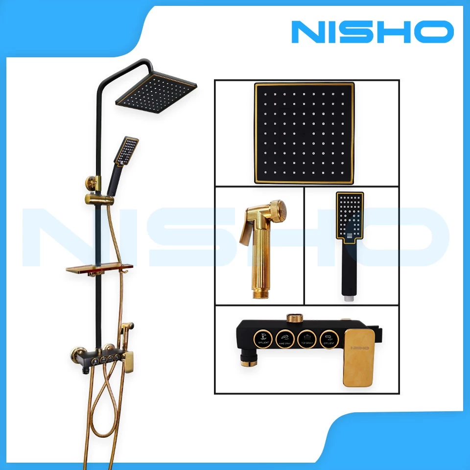 nisho kurogane series stainless rain shower set with abs square head dual water inlet full set nisho kurogane series stainless rain shower set with abs square head dual water inlet full set