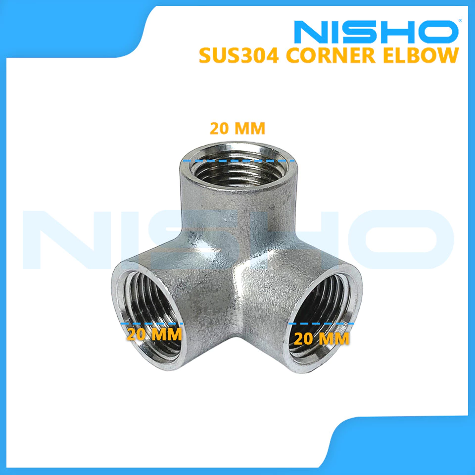 nisho sus304 stainless corner elbow 3 way pipe fitting plumbing accessories 1/2 nps 20mm ns ce3112 nisho sus304 stainless corner elbow 3 way pipe fitting plumbing accessories 1/2 nps 20mm ns ce3112