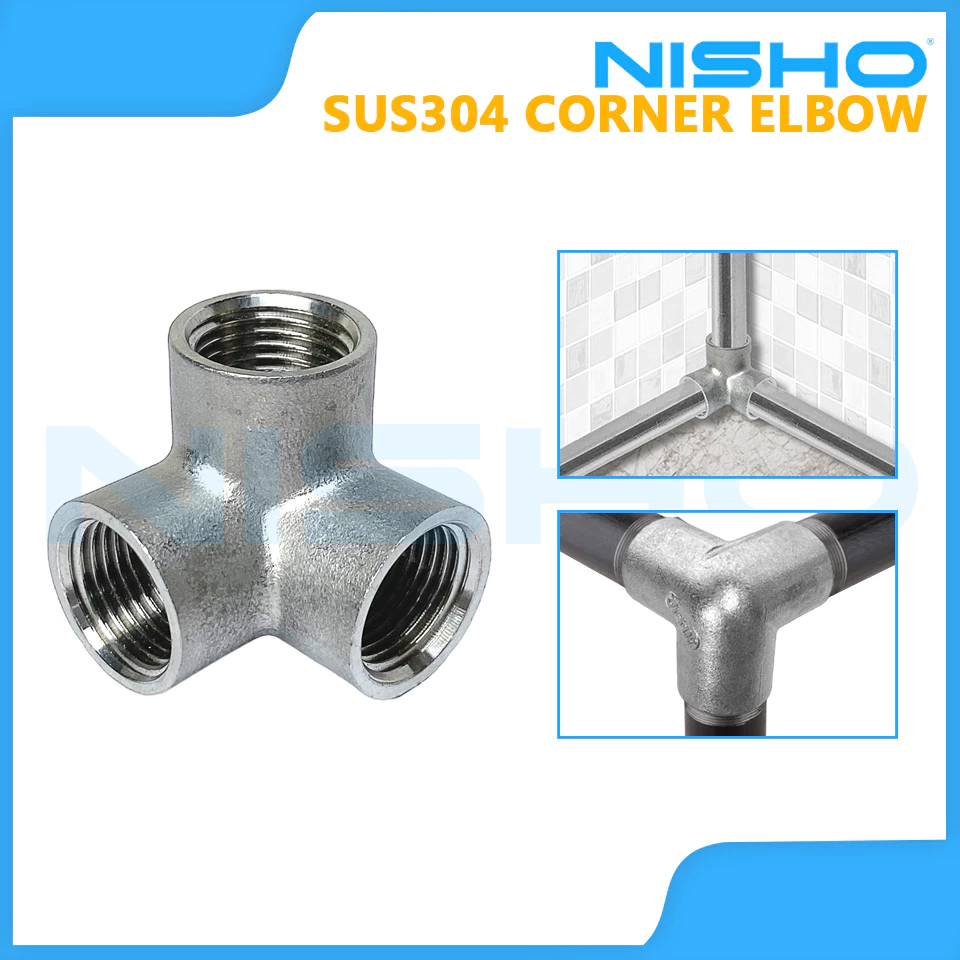 nisho sus304 stainless corner elbow 3 way pipe fitting plumbing accessories 1/2 nps 20mm ns ce3112 nisho sus304 stainless corner elbow 3 way pipe fitting plumbing accessories 1/2 nps 20mm ns ce3112