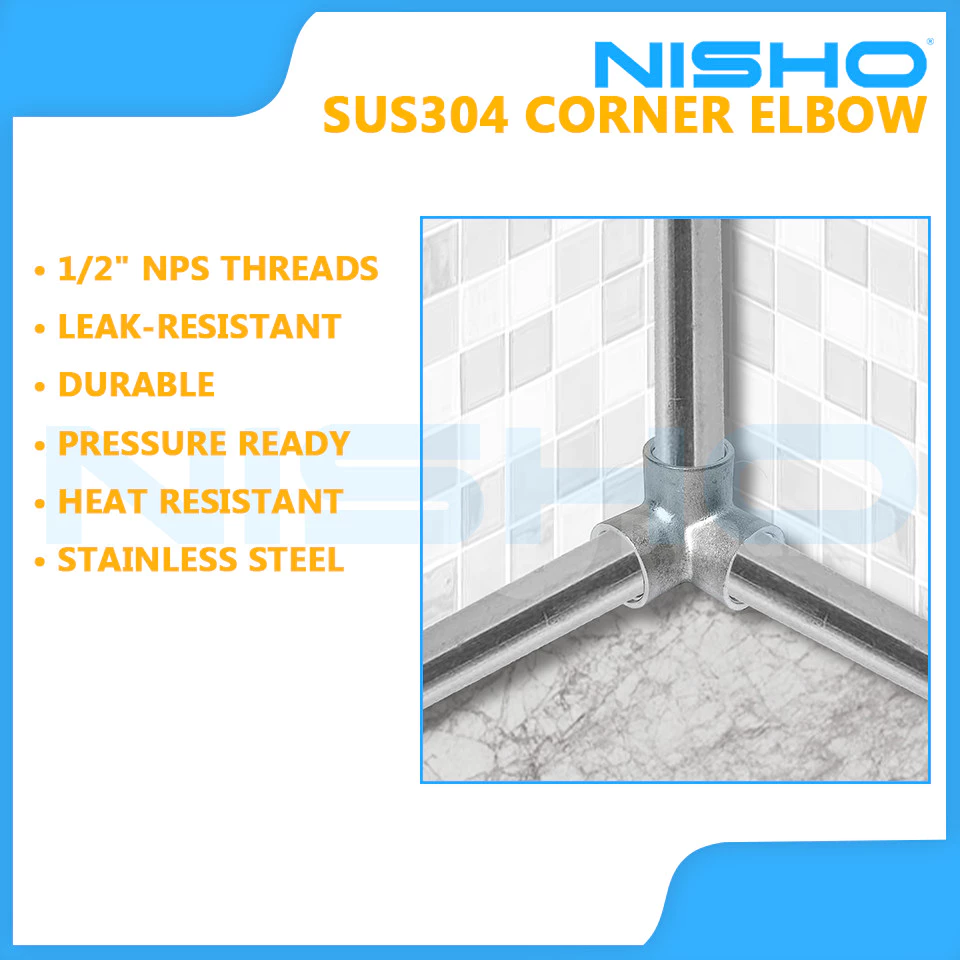nisho sus304 stainless corner elbow 3 way pipe fitting plumbing accessories 1/2 nps 20mm ns ce3112 nisho sus304 stainless corner elbow 3 way pipe fitting plumbing accessories 1/2 nps 20mm ns ce3112