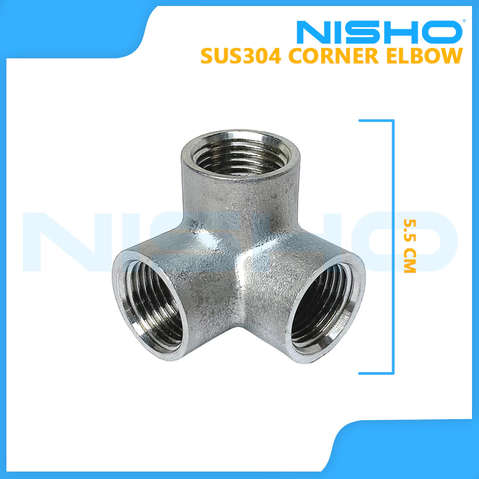 nisho sus304 stainless corner elbow 3 way pipe fitting plumbing accessories 1/2 nps 20mm ns ce3112 nisho sus304 stainless corner elbow 3 way pipe fitting plumbing accessories 1/2 nps 20mm ns ce3112