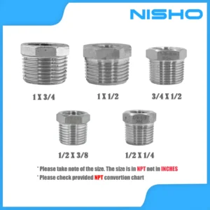 nisho sus304 stainless bushing reducer male to female adapter